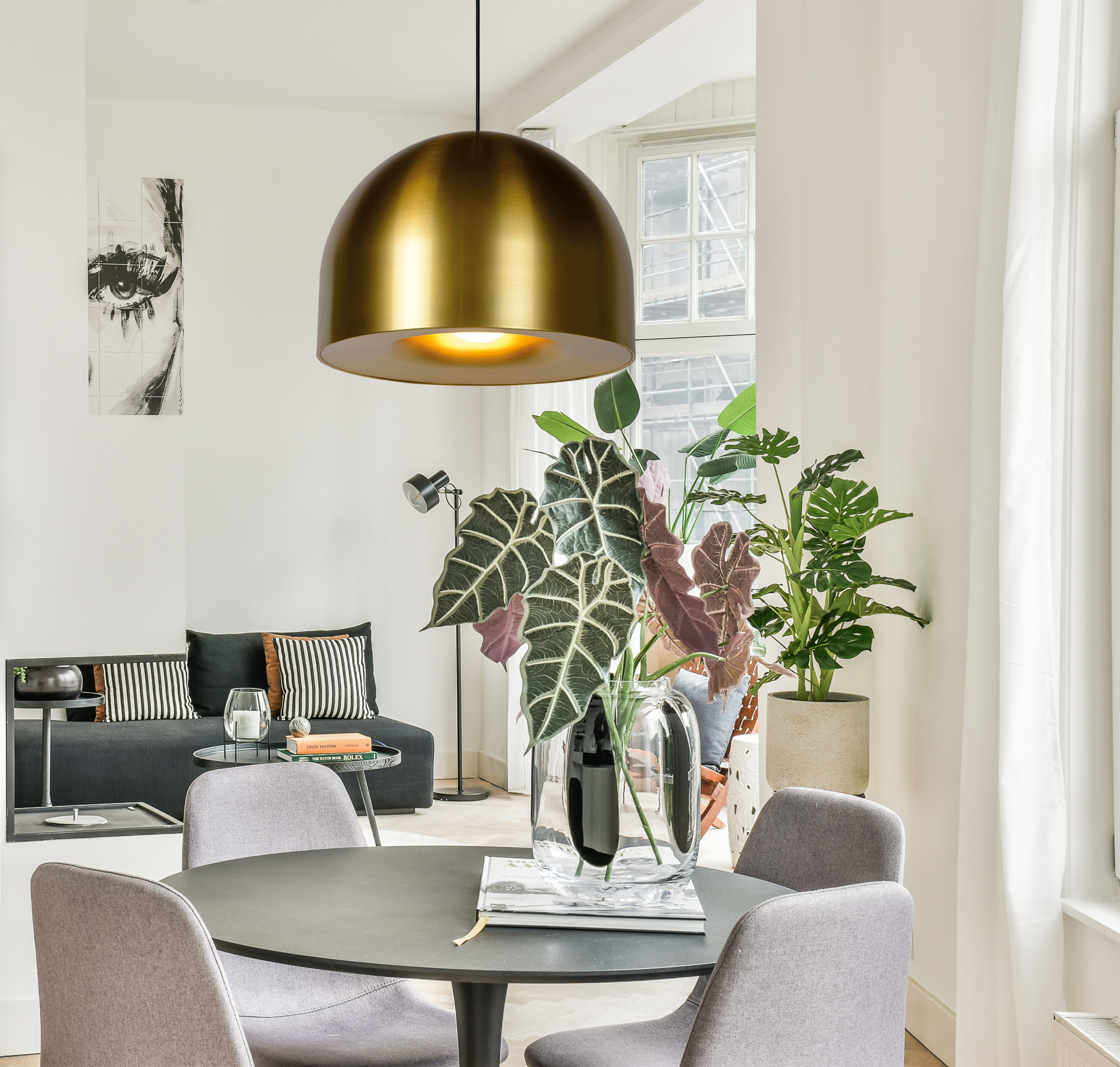 Lucide AKRON - Pendant light - Ø 50 cm - 1xE27 - Matt Gold
